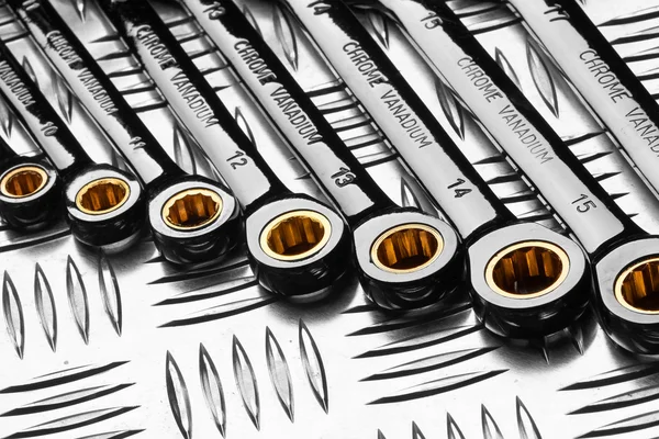 Set of wrenches on metal — Stock Photo, Image