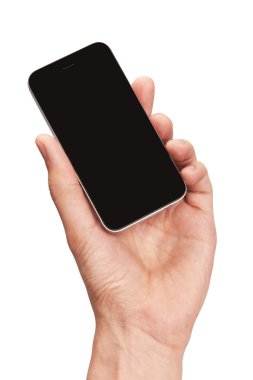 bir adamın elinde cep telefonu