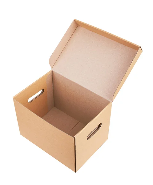 Open Cardboard Box Isolated White — Stock Photo, Image