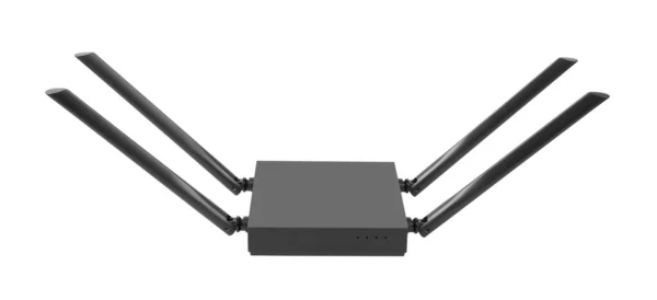 Router Wireless Con Antenne Isolate Sfondo Bianco — Foto Stock