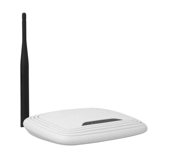 Router Inalámbrico Con Antena Aislada Sobre Fondo Blanco —  Fotos de Stock