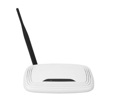Beyaz arkaplanda anten izole edilmiş kablosuz kablosuz Wi-Fi Router