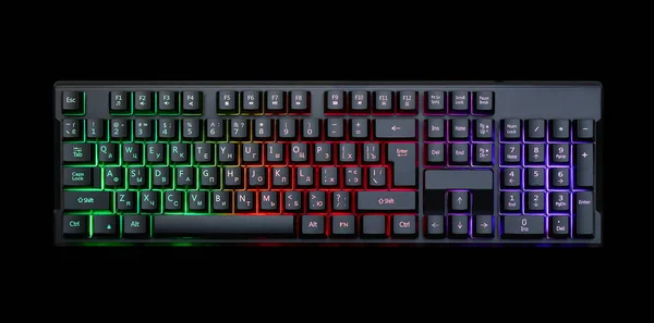 Gaming Keyboard Rgb Light Isolated Black Background — Stock Photo, Image