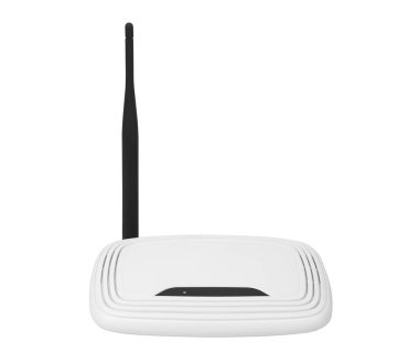 Beyaz arkaplanda anten izole edilmiş kablosuz kablosuz Wi-Fi Router