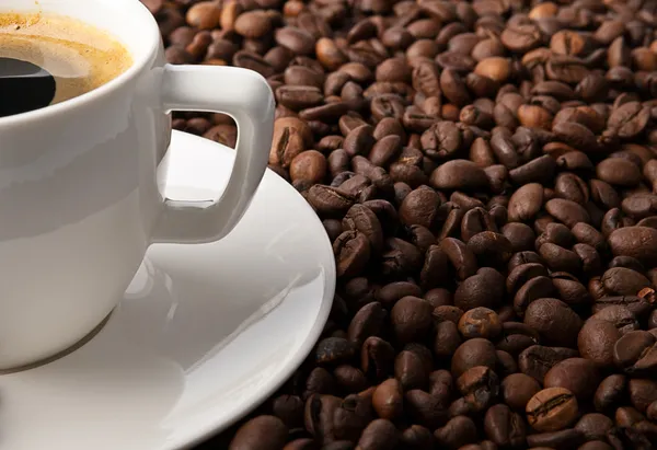 Coffee with coffee-beans — Stock Photo, Image