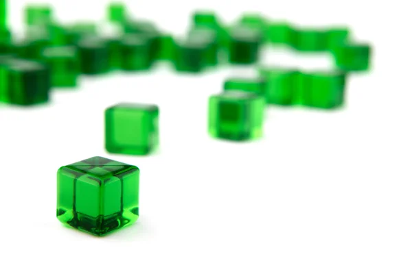 Zielone kostki przezroczyste — Zdjęcie stockowe