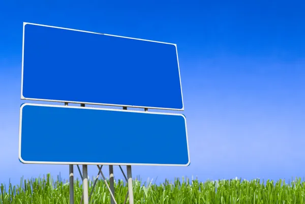 Road sign on sky background for past your information — Stock Photo, Image
