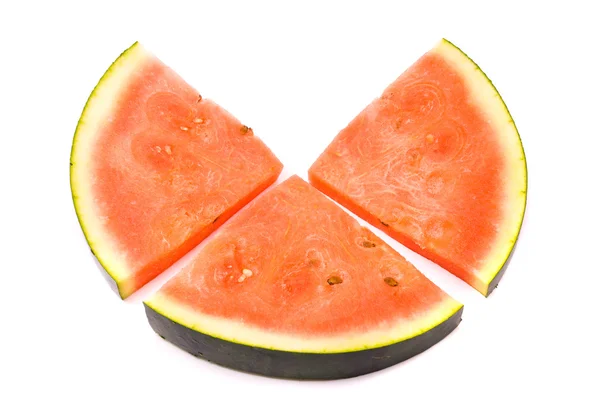 Skiva vatten-melon på en vit bakgrund — Stockfoto