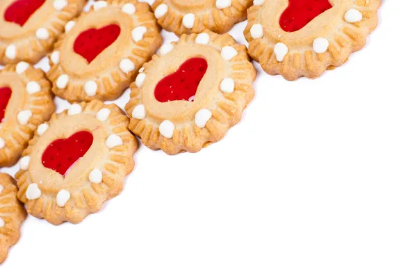 Hjärtat cookies bakgrund — Stockfoto