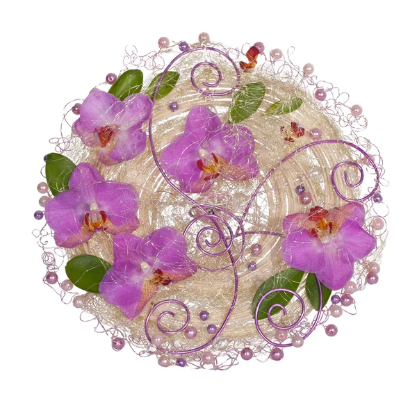 The Bouquet With Orchids And Beads — Stock Photo, Image