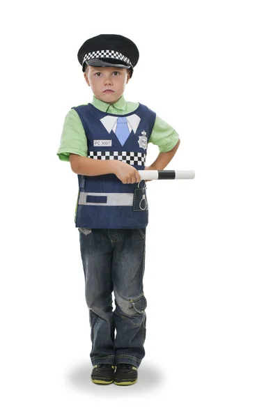 Niño juega un policía Imágenes de stock libres de derechos