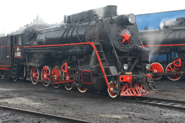 Ruskeala Park Karelia Russia November 2021 Retro Steam Train Карелії — стокове фото