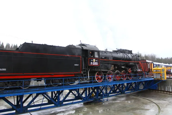 Ruskeala Park Karelia Russia November 2021 Retro Steam Train Карелії — стокове фото