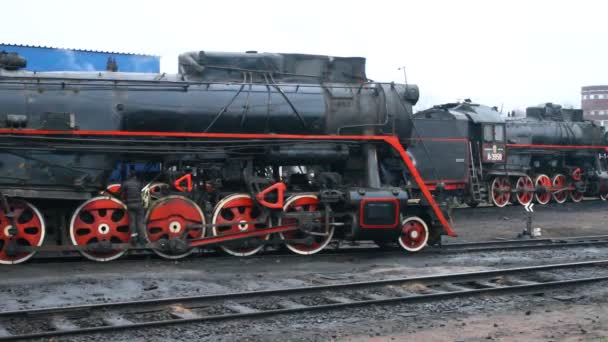 Ruskeala Park Καρελια Ρωσια Νοεμβριου 2021 Retro Steam Train Στην — Αρχείο Βίντεο