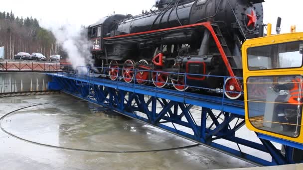 Ruskeala Park Karelia Ryssland November 2021 Retro Steam Tåg Karelen — Stockvideo
