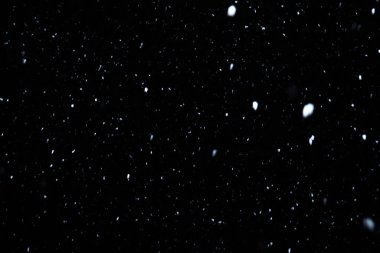 Projenizde doku katmanı olarak kullanmak için siyah zemin üzerinde gerçek bir kar yağışı. Herhangi bir resme düşen karı eklemek için fotoğraf düzenleyicisinde 