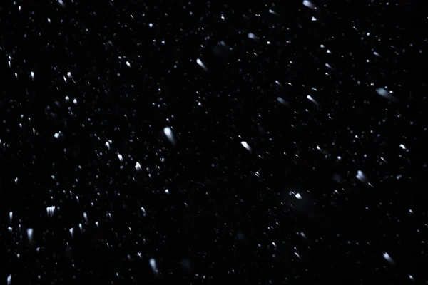 Real Falling Snow Black Background Use Texture Layer Your Project — Stock Photo, Image