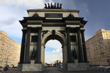 MOSCOW, Rusya - 7 Kasım 2021 Moskova Zafer Kemeri. Elementler ve detaylar.