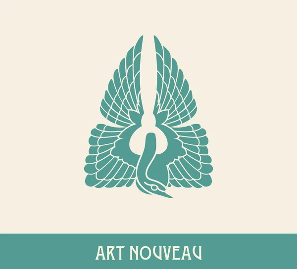 Cisne. Elemento de diseño en estilo art nouveau — Archivo Imágenes Vectoriales