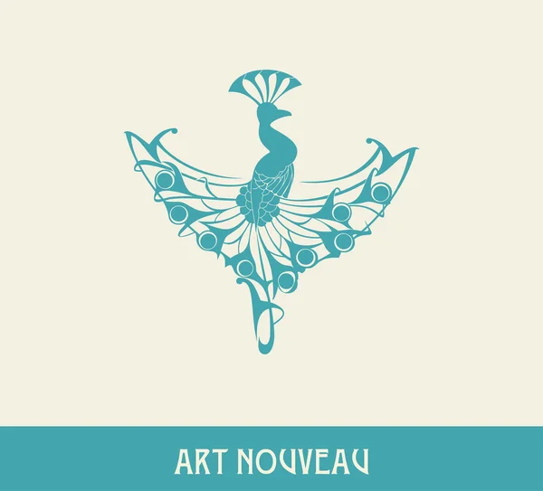 Peacock. ontwerpelement in art nouveaustijl — Stockvector