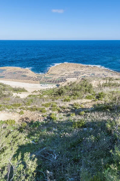 ゴゾ島、マルタで qbajjar 近くの塩の干潟. — ストック写真