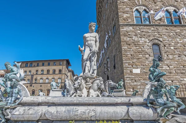 Fontána Neptun které ammannati ve Florencii, Itálie — Stock fotografie