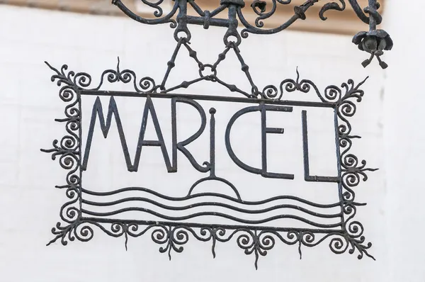 Cartel de Palau Maricel en Sitges España —  Fotos de Stock