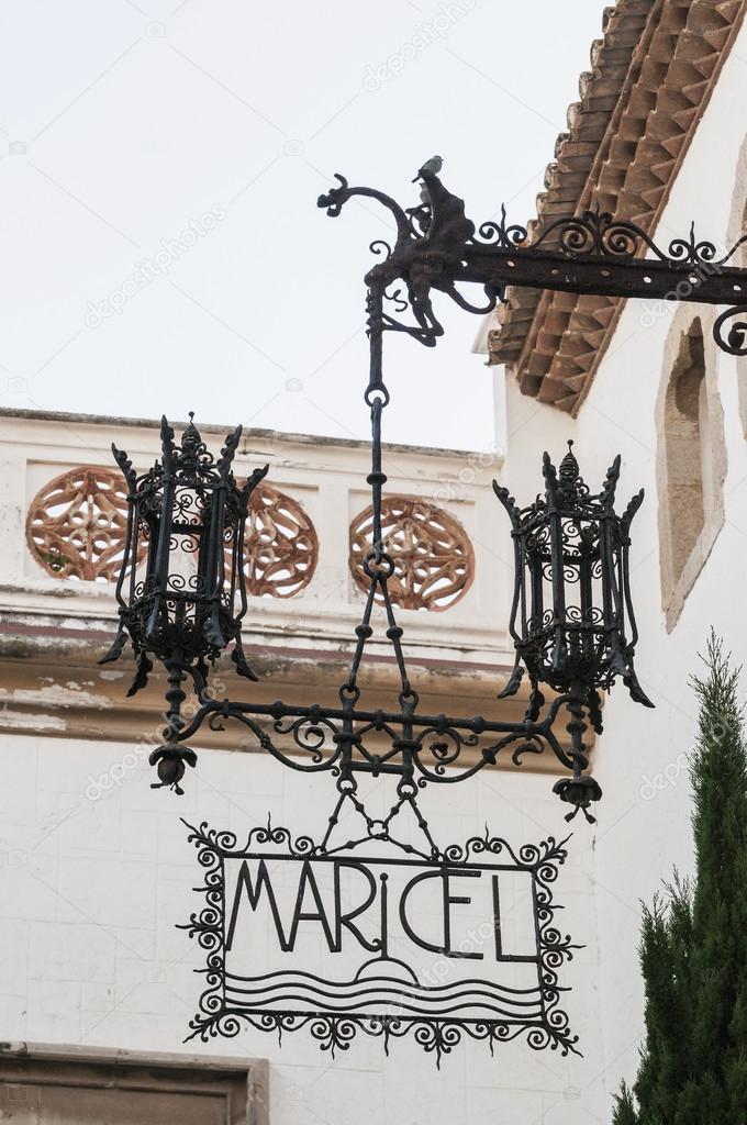 Palau Maricel sign in Sitges Spain