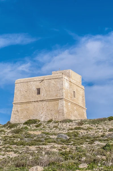 Dwajra věž v ostrově gozo, malta. — Stock fotografie