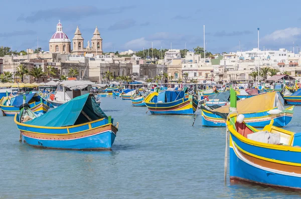 Harbor of Marsaxlokk, a fishing village in Malta. Stock Image