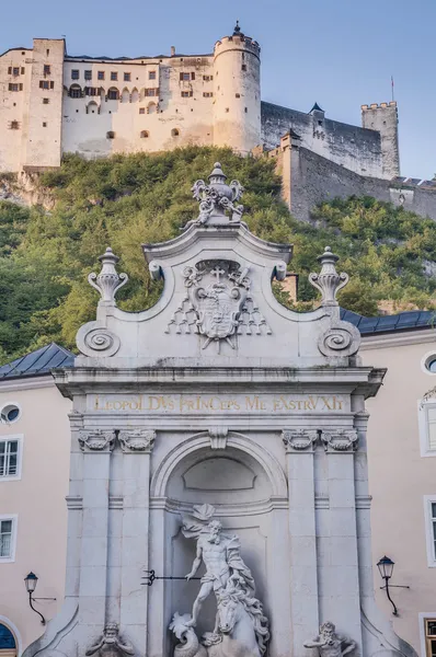 马井喷泉 (Kapitelschwamme) 在 Salzbur Kapitelplatz — 图库照片