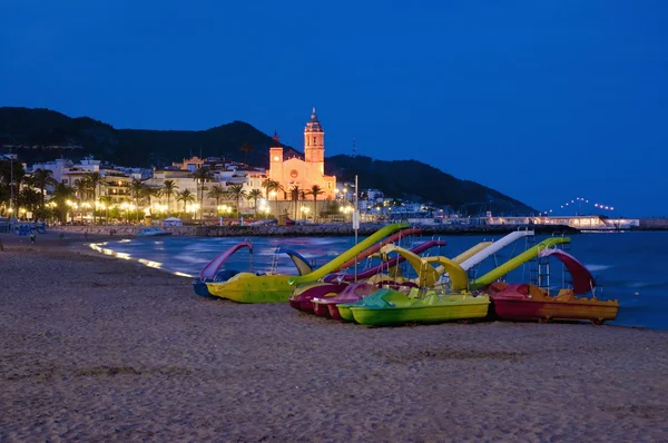 Sant bartomeu i santa tecla kirche at sitges, spanien — Stockfoto