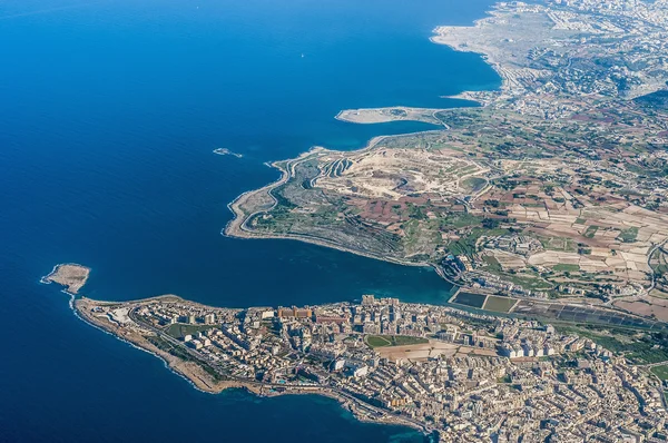 在马耳他从空中看到 bugibba — 图库照片