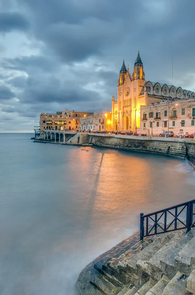 Balluta bay, malta, mount carmel Our lady — Stok fotoğraf