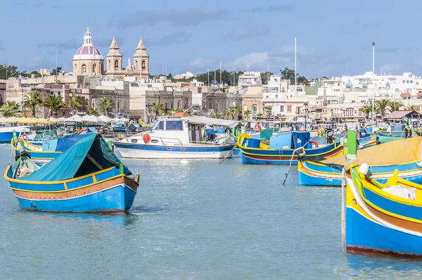 Harbor of Marsaxlokk, a fishing village in Malta. Stock Image