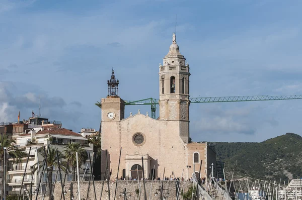 Sant bartomeu i santa tecla kirche at sitges, spanien — Stockfoto
