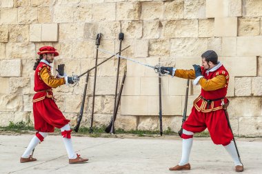 içinde Guardia törende st. jonh's cavalier, birgu, malta.