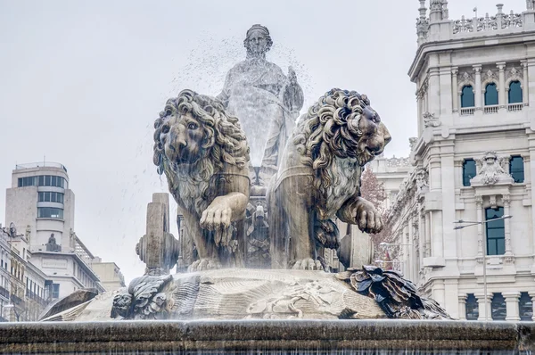 喷泉在马德里，西班牙 — 图库照片