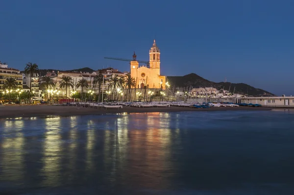 Sant bartomeu i santa tecla kirche at sitges, spanien — Stockfoto