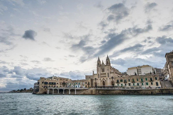 Balluta bay, malta, mount carmel Our lady — Stok fotoğraf