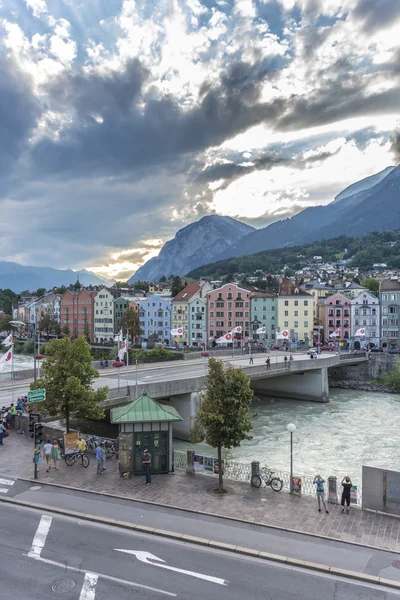Bridge across the Inn in Innsbruck, Upper Austria. — Stock Photo, Image
