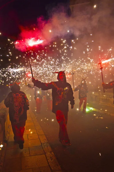 Correfoc Festa Major El Vendrell — Stock Photo, Image