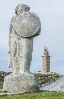breogan coruna, Galiçya, İspanya'nın heykeli.