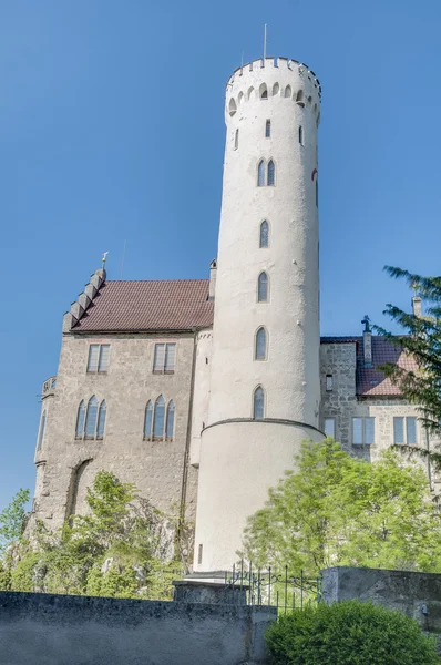 Lichtenstein hrad v Bádensko Württembersko, Německo — Stock fotografie