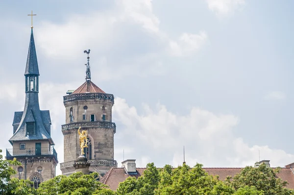 Merkür heykele schlossplatz, Almanya — Stok fotoğraf