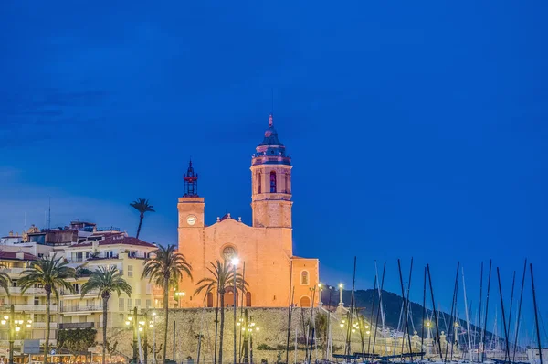 Sant Bartomeu 나 산타 테 클 라 시체스, 스페인에서 교회 — 스톡 사진