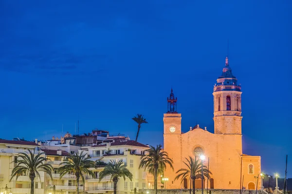 Sant bartomeu i santa tecla kirche at sitges, spanien — Stockfoto