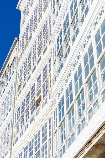 Houten beglazing in een coruna, Galicië, Spanje. — Stockfoto