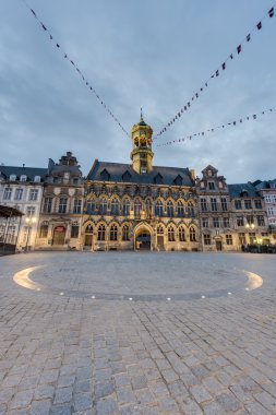 The central square and town hall in Mons, Belgium. clipart