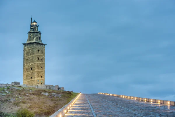 Herkulova věž a coruna, Galicie, Španělsko. — Stock fotografie